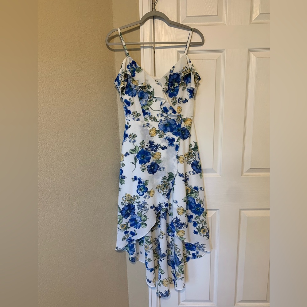 by & by Blue Asymmetrical High-Low Sundress Spaghetti Strap